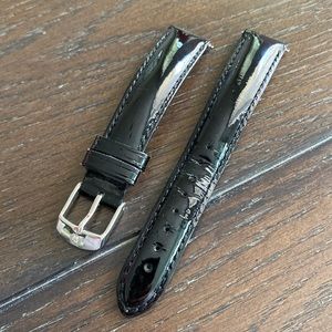 Michele black patent leather 16mm watch strap.